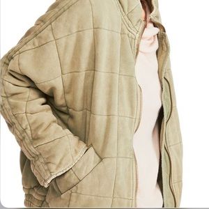 Free People Quilted Dolman Jacket, Green XS